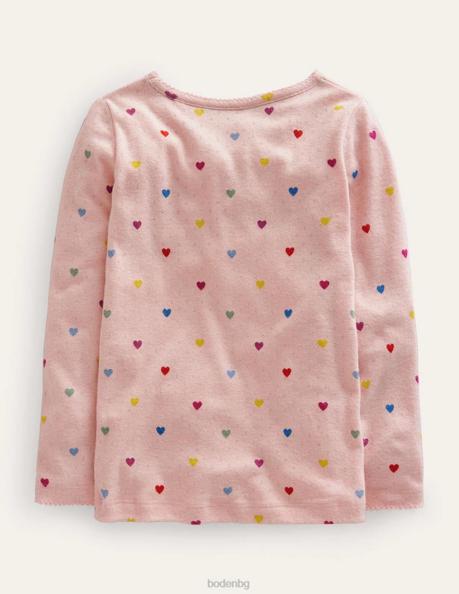 облекло Boden топ с дълги ръкави Прованс розови сърца бебе LL68405