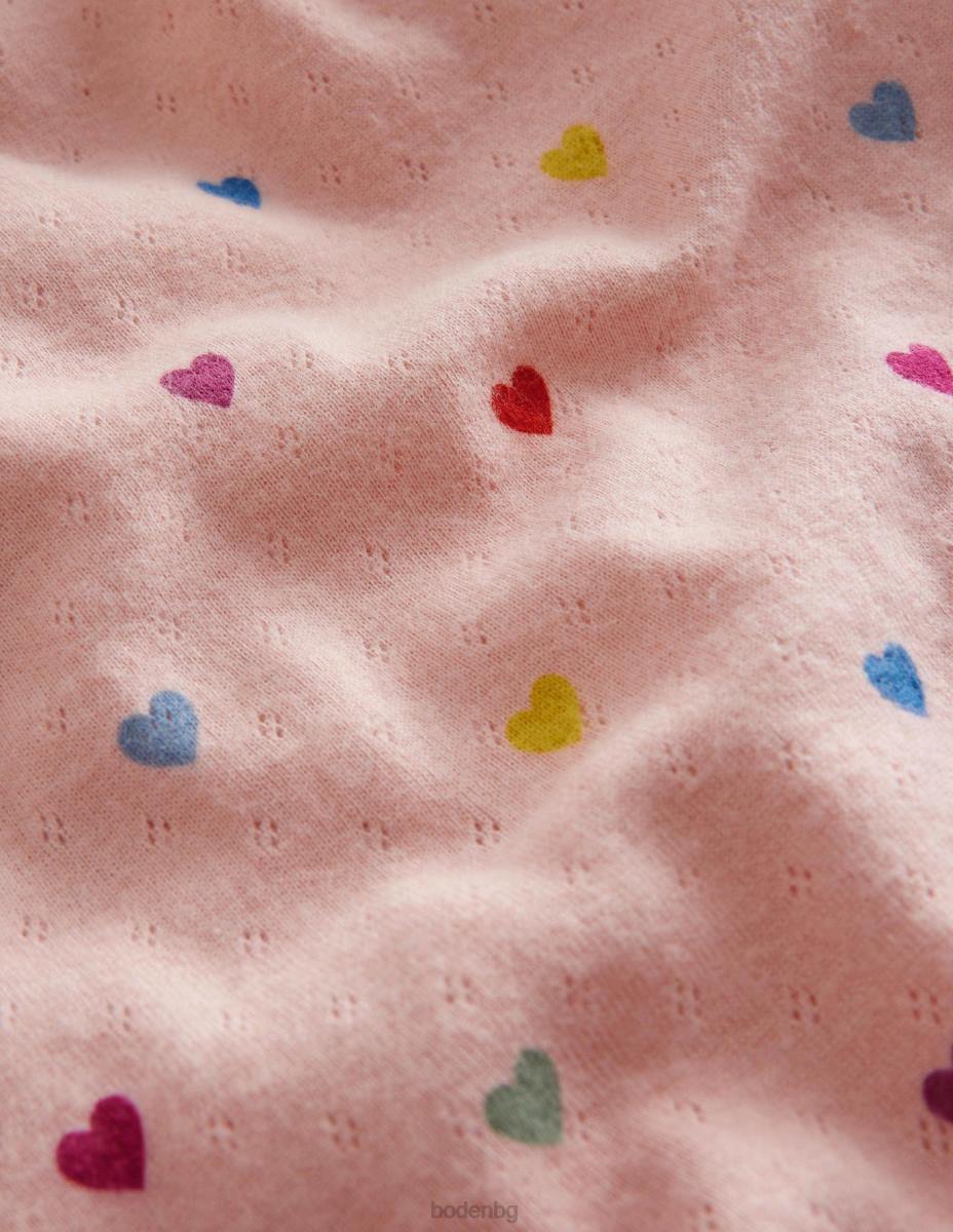 облекло Boden топ с дълги ръкави Прованс розови сърца бебе LL68405