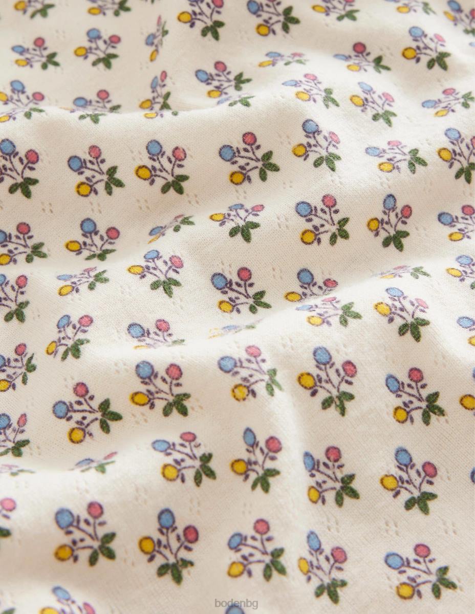 облекло Boden топ с дълги ръкави шушулка ванилия/флорална горчица бебе LL68408