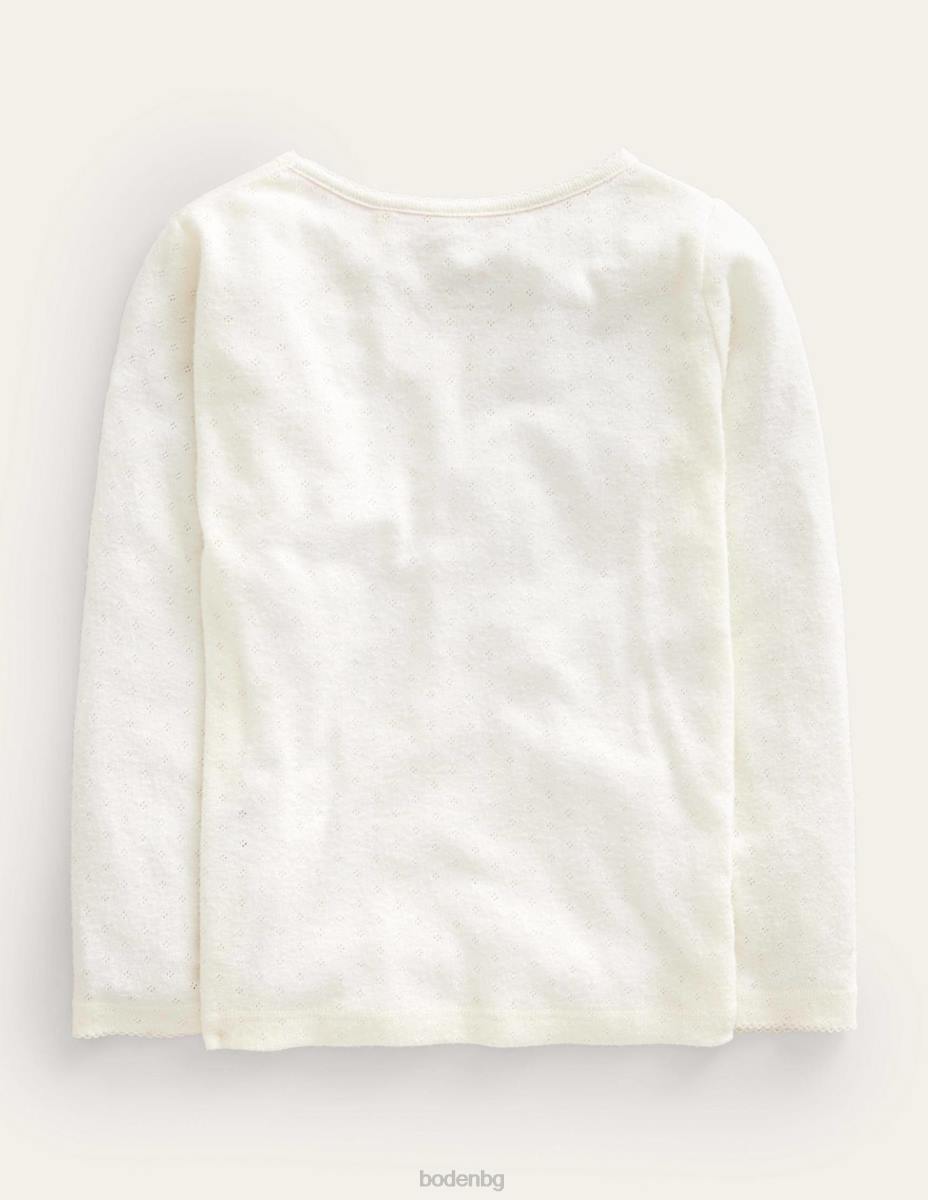 облекло Boden топ с дълги ръкави слонова кост бебе LL68409