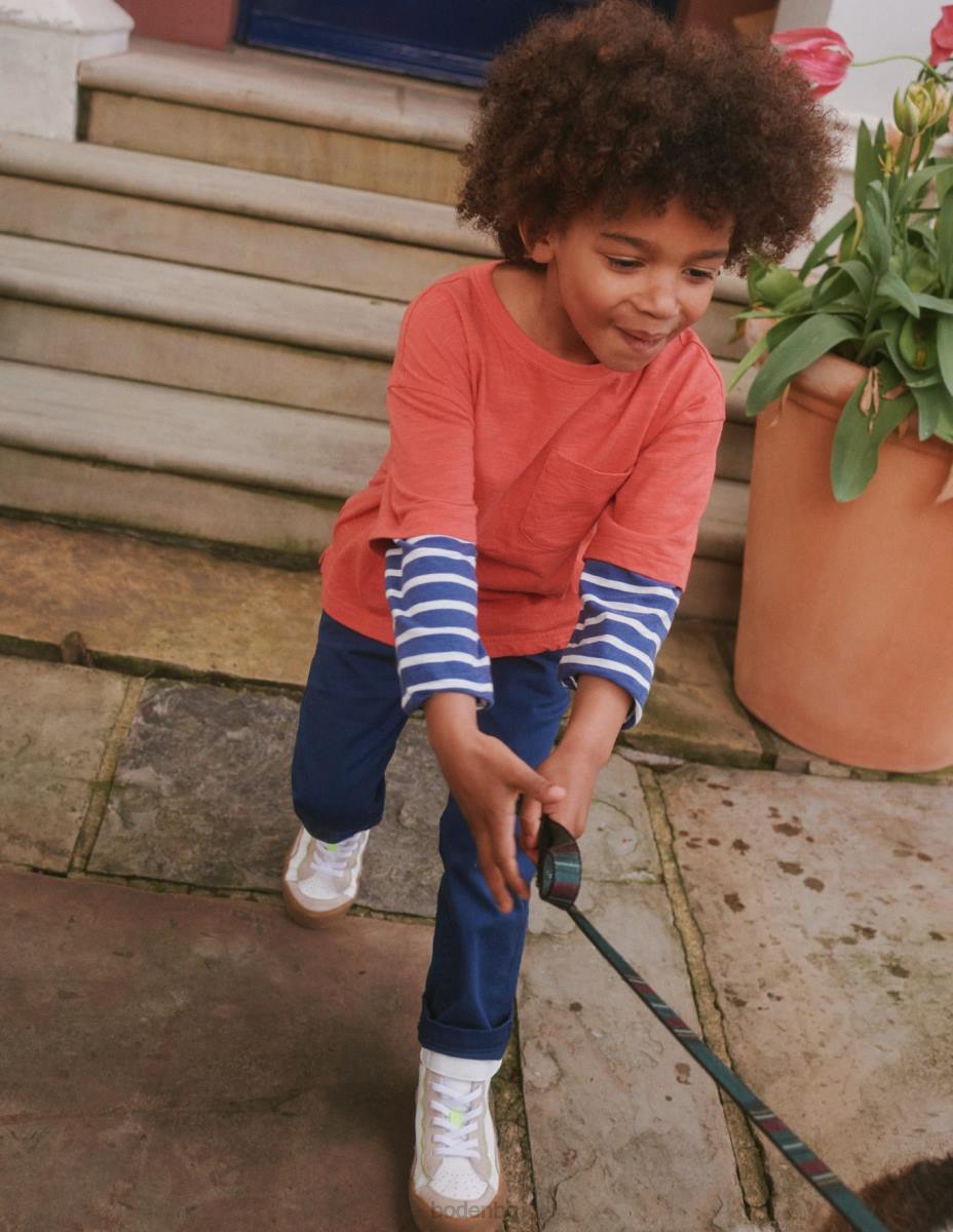 облекло Boden многослойна тениска с дълъг ръкав сладко червено бебе LL68411