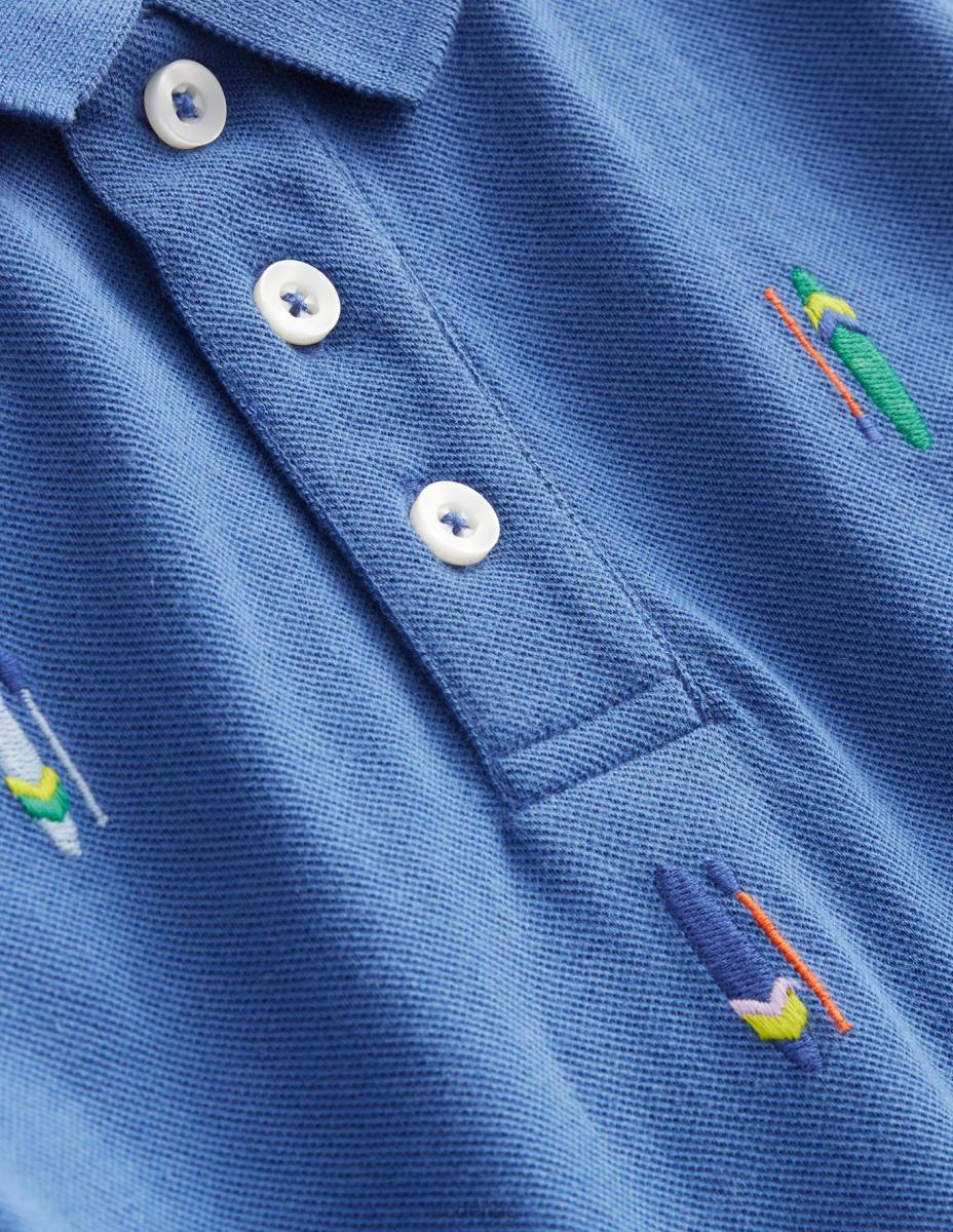 облекло Boden бродирана пике поло тениска сини падъл дъски бебе LL68414