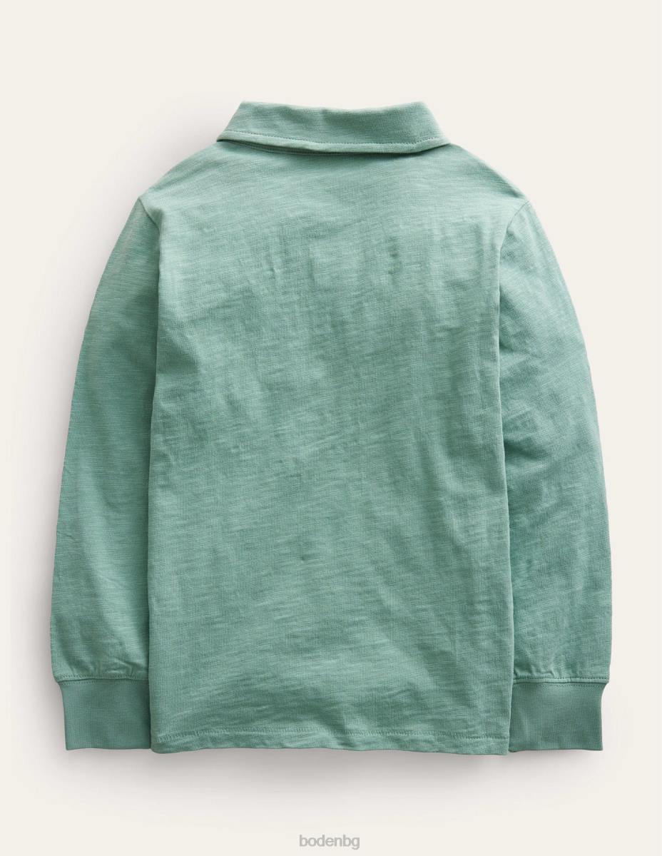 облекло Boden поло тениска с дълъг ръкав опушено зелено бебе LL68416