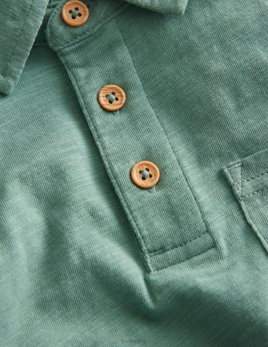 облекло Boden поло тениска с дълъг ръкав опушено зелено бебе LL68416