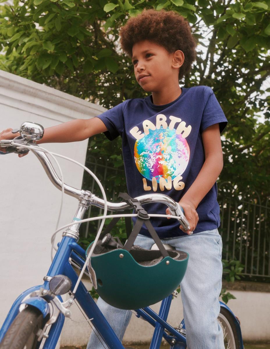 облекло Boden тениска с лого на земята ярък флот бебе LL68417