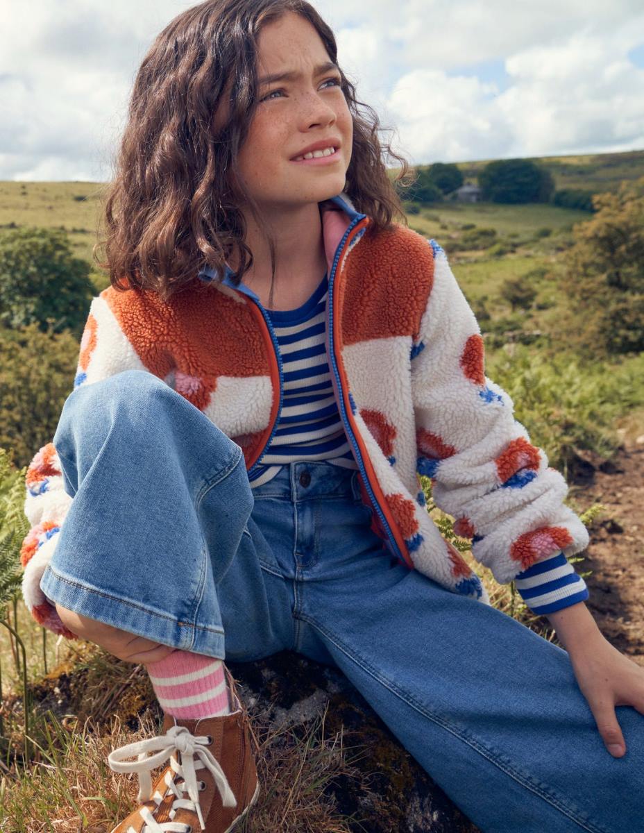 облекло Boden изрязана тениска с дълъг ръкав синя вълна/слонова кост бебе LL68418