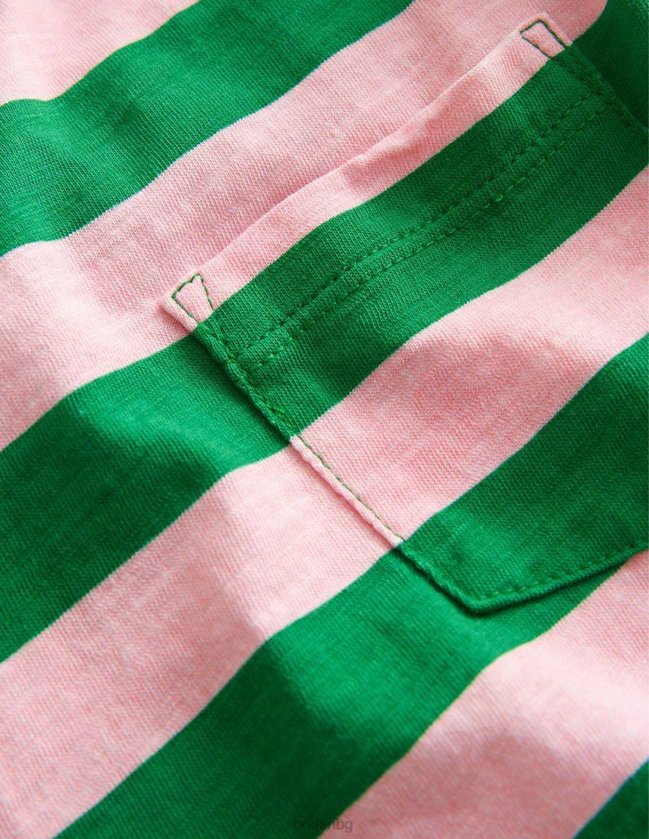 облекло Boden изпрана тениска с дълъг ръкав френско розово/наситено зелено бебе LL68422