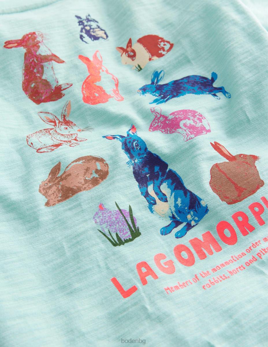 облекло Boden спокойна тениска с щампи опалово зелено бебе LL68425