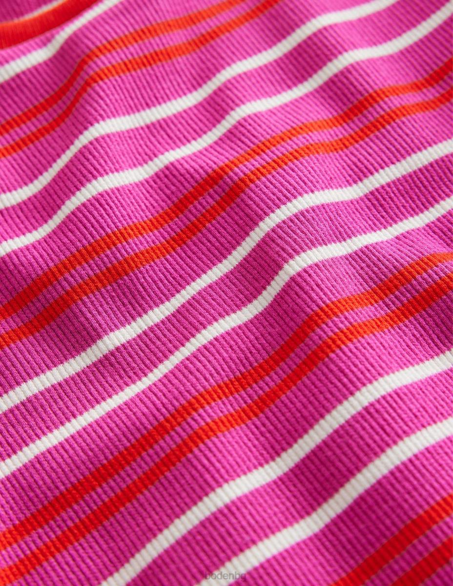 облекло Boden изрязана тениска с дълъг ръкав флокс розов/георгина бебе LL68426