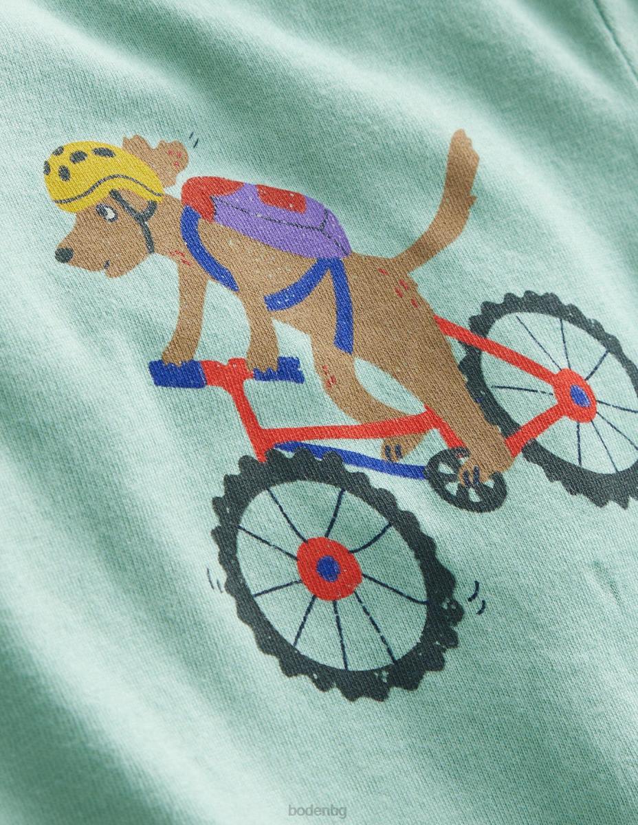 облекло Boden тениска с лого отпред и отзад зелена джунгла бебе LL68432