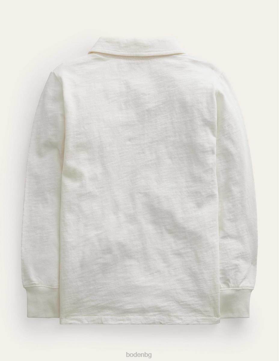 облекло Boden поло тениска с дълъг ръкав слонова кост бебе LL68433