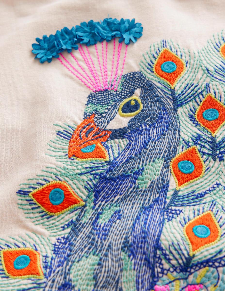 облекло Boden тениска с лого Superstitch ванилова шушулка паун бебе LL68387