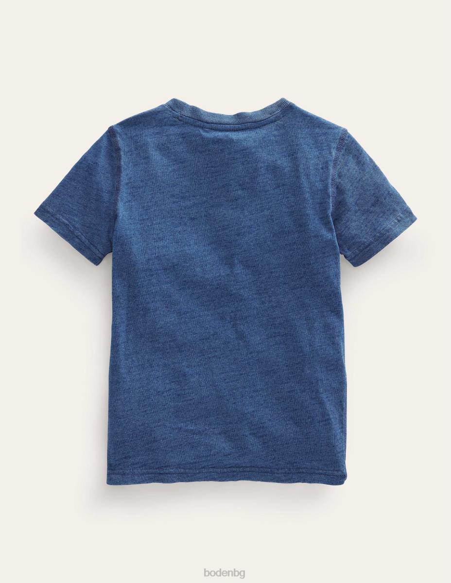 облекло Boden изпрана памучна тениска henley индигово синьо бебе LL683420