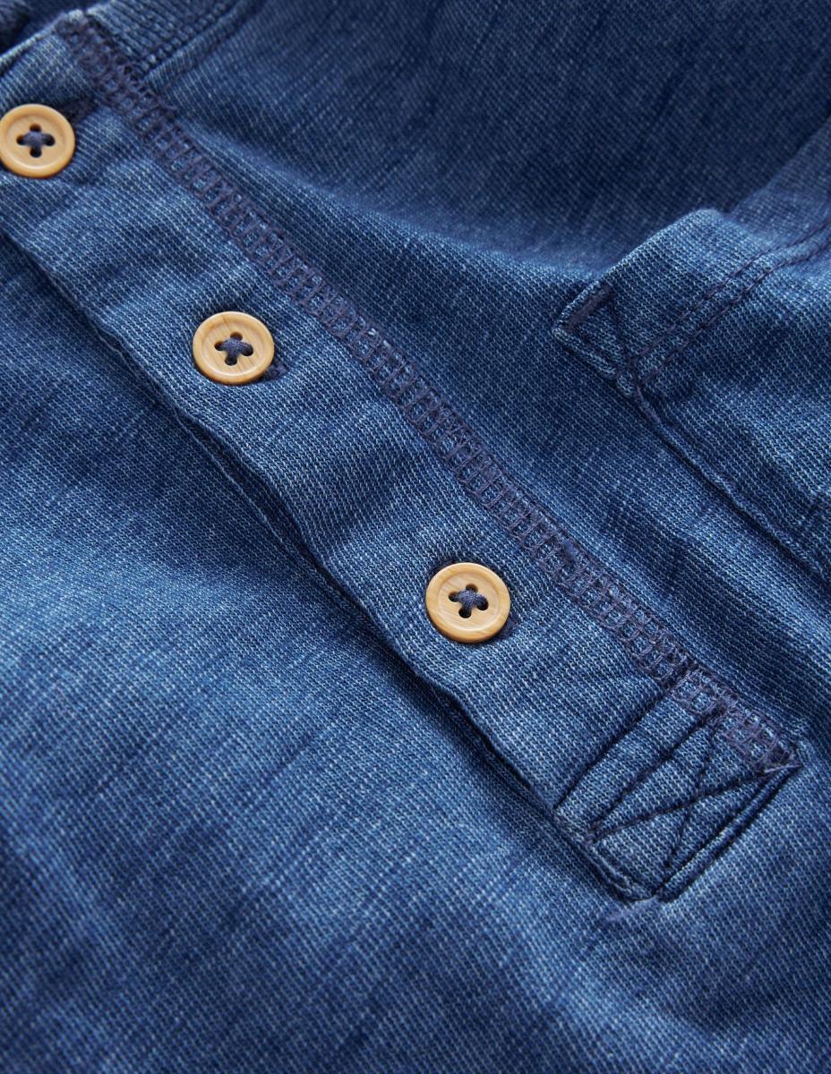 облекло Boden изпрана памучна тениска henley индигово синьо бебе LL683420