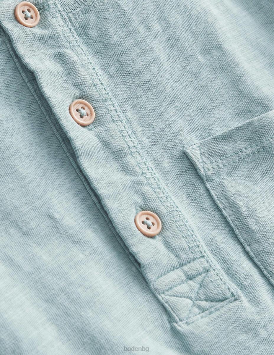 облекло Boden изпрана памучна тениска henley турмалиново синьо бебе LL68380