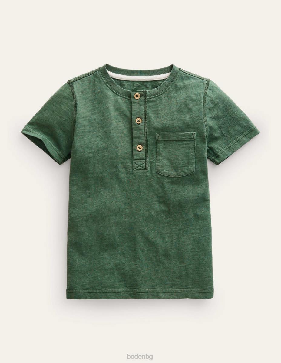облекло Boden изпрана памучна тениска henley чудовищно зелено бебе LL68391