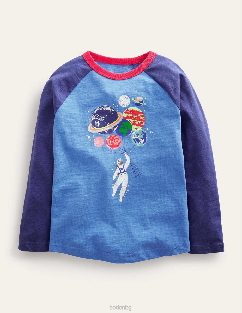 облекло Boden светеща реглан тениска penzance blue space бебе LL683413