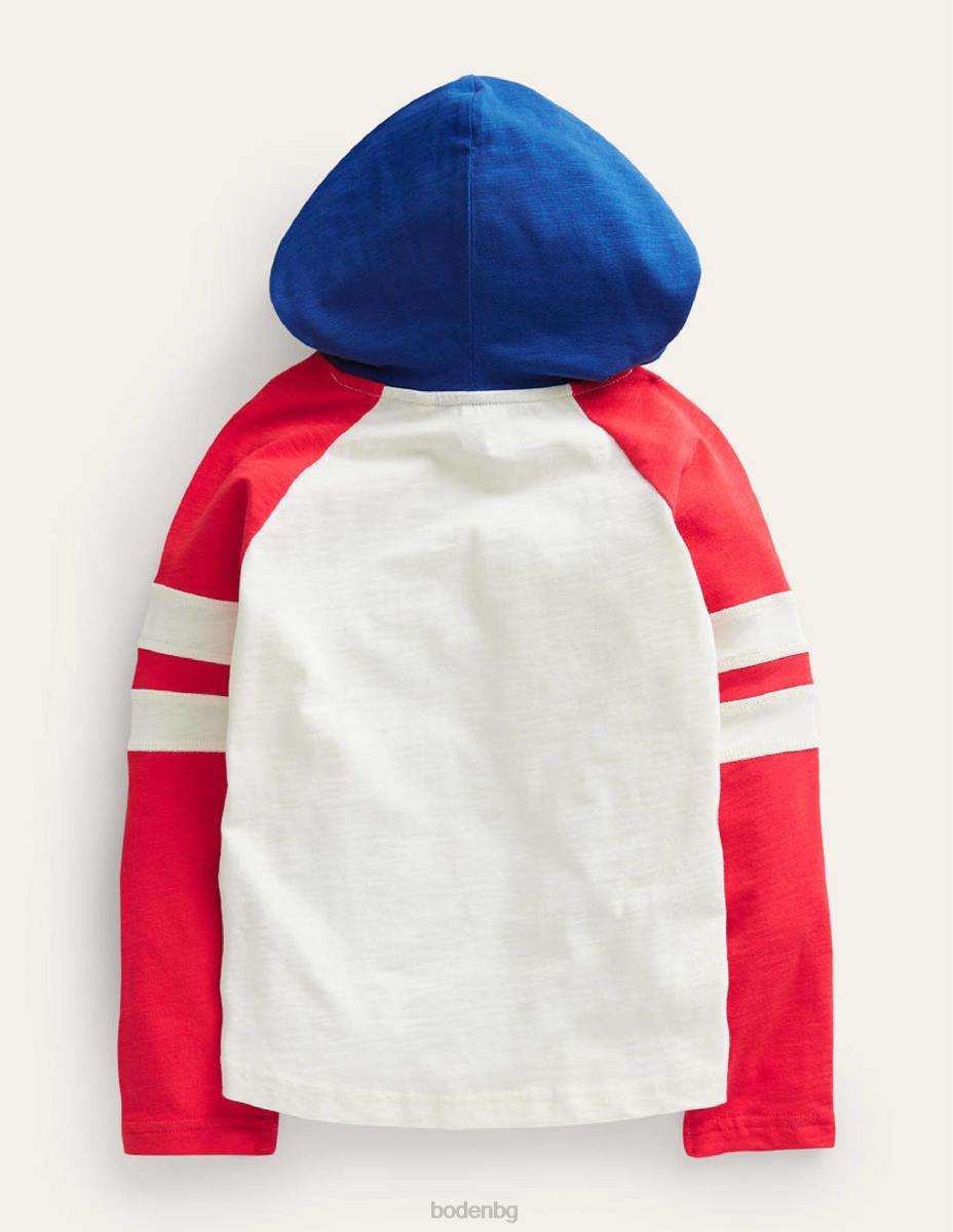 облекло Boden реглан тениска с лого с качулка слонова кост/peppadew звезда бебе LL68428