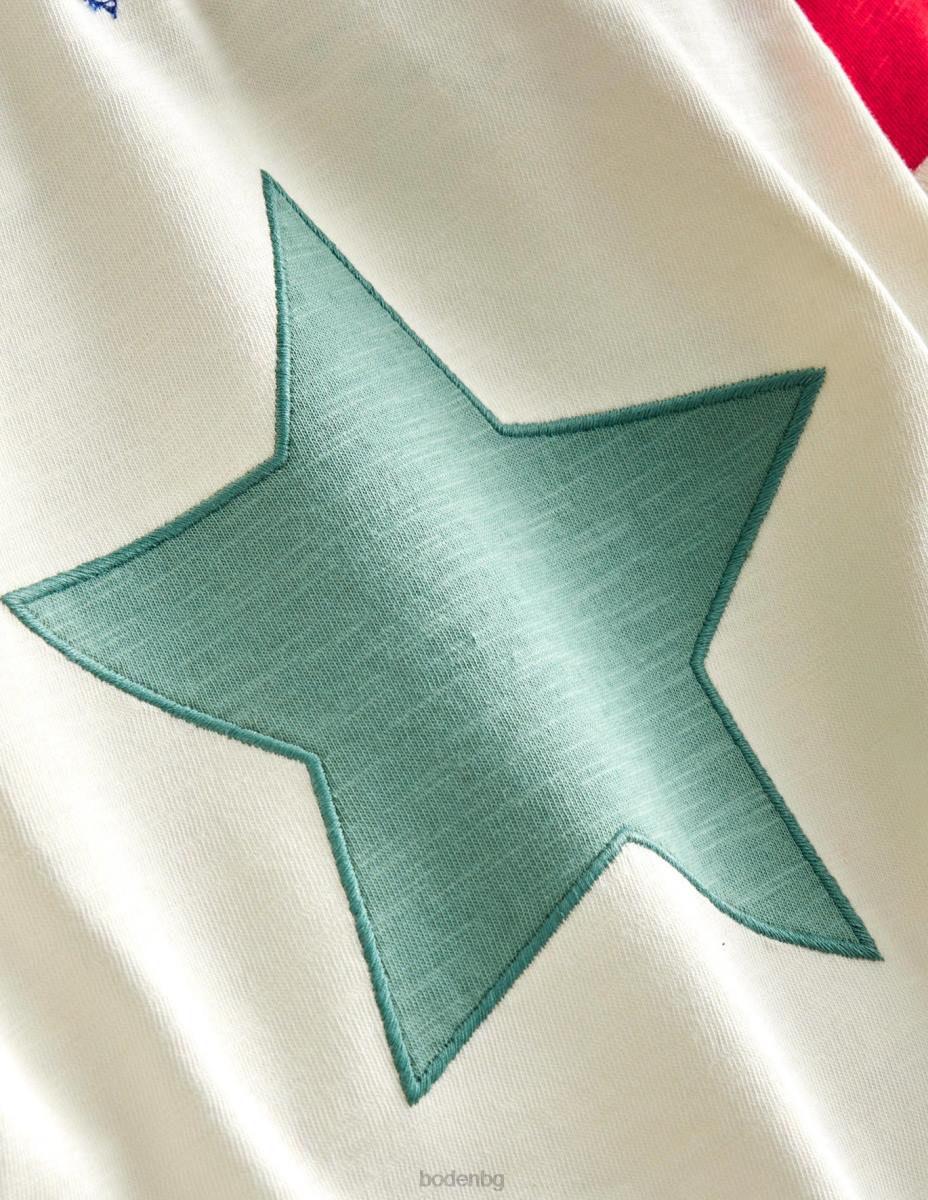 облекло Boden реглан тениска с лого с качулка слонова кост/peppadew звезда бебе LL68428