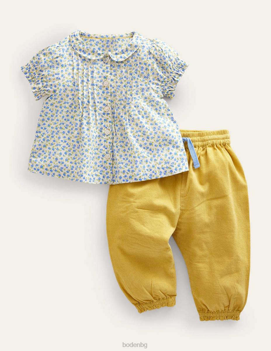 облекло Boden носталгичен плетен комплект за игра vista blue floral бебе LL683346