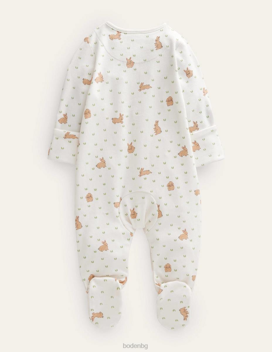 облекло Boden има спален костюм с щампа зайче поле от слонова кост бебе LL683340