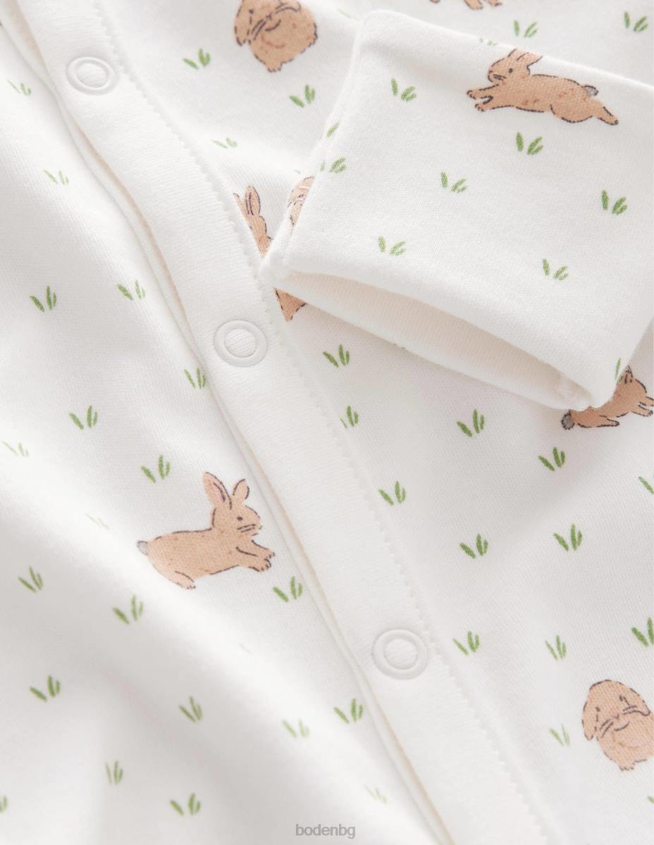 облекло Boden има спален костюм с щампа зайче поле от слонова кост бебе LL683340