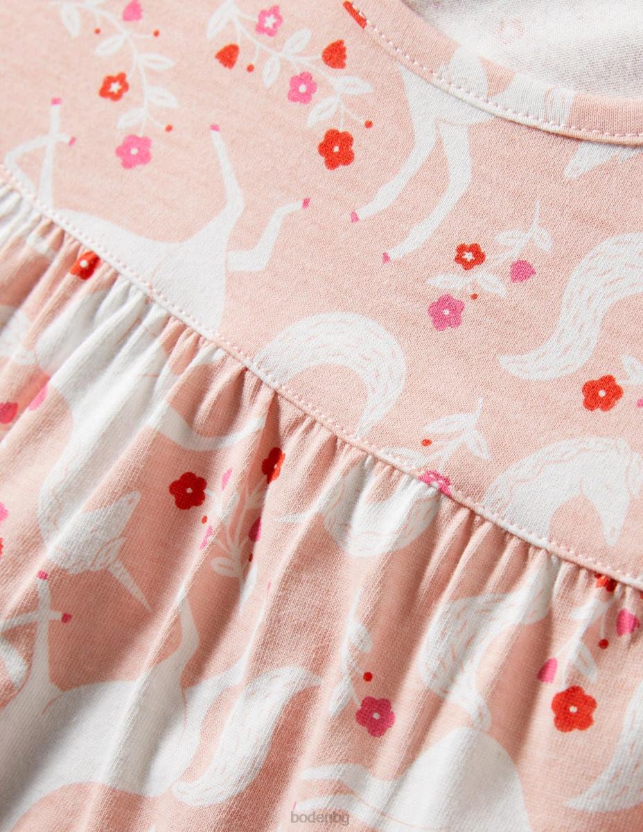 облекло Boden нощница с щампа с къс ръкав boto розов еднорог на цветя бебе LL68528