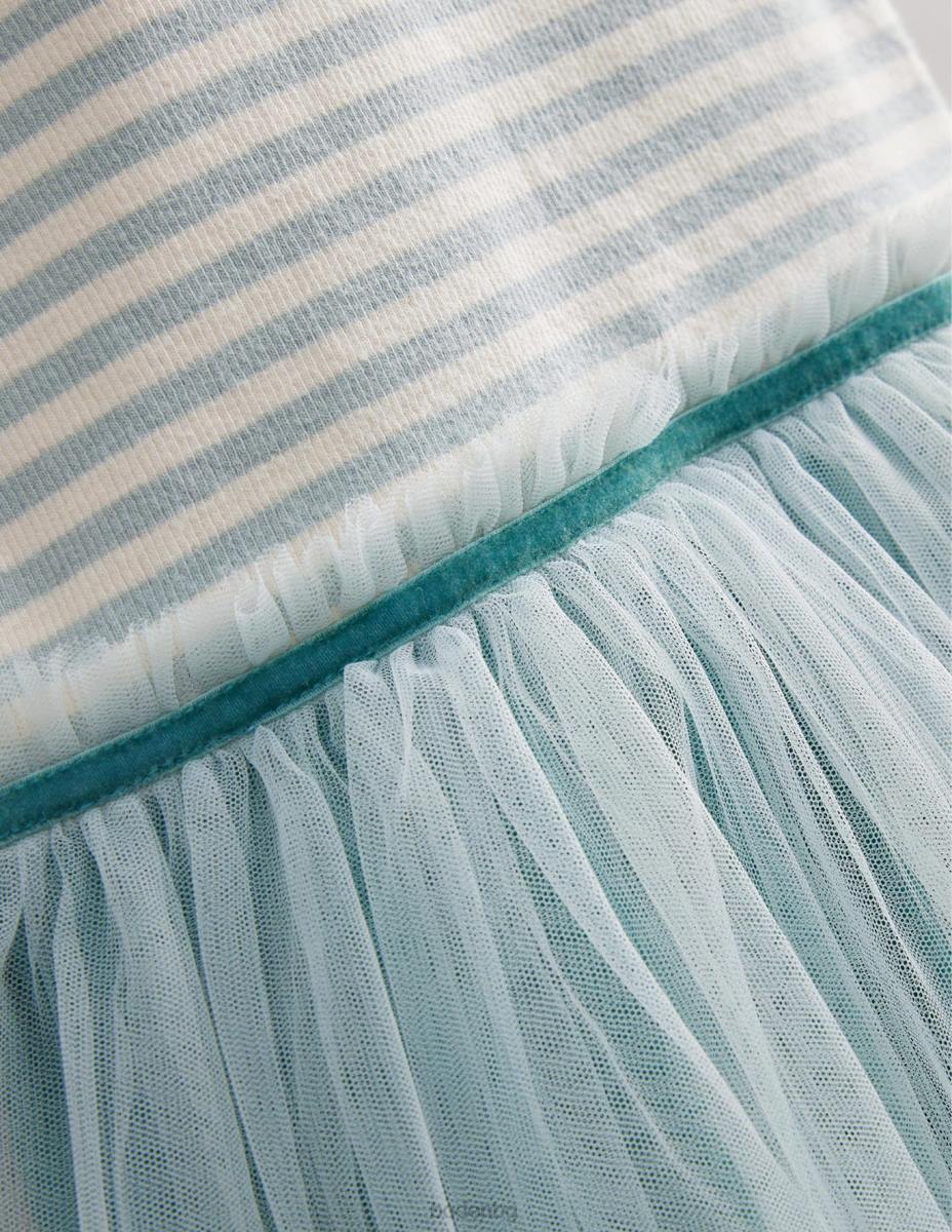 облекло Boden рокля от трико от тюл зелен тропически дъжд бебе LL683334