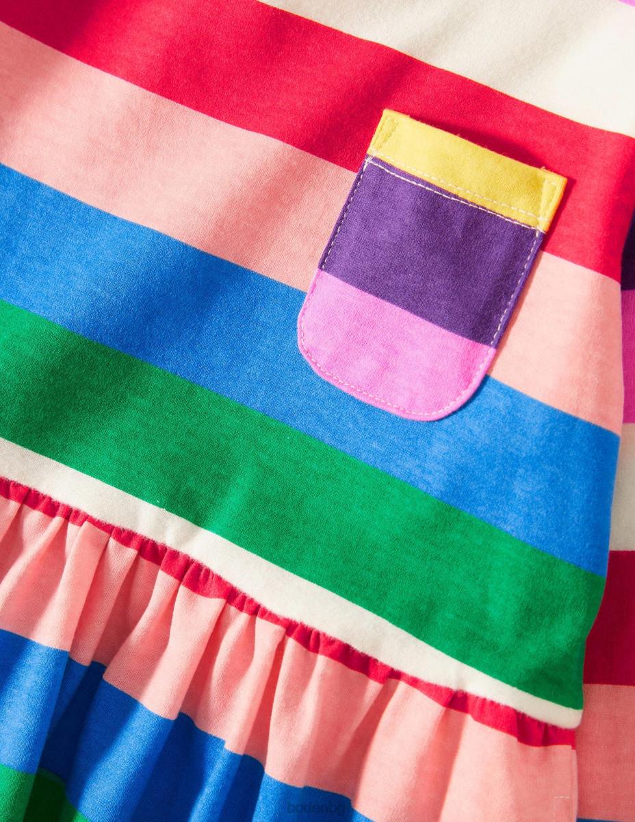 облекло Boden забавна рокля от трико с дълъг ръкав мулти дъгова ивица бебе LL683379