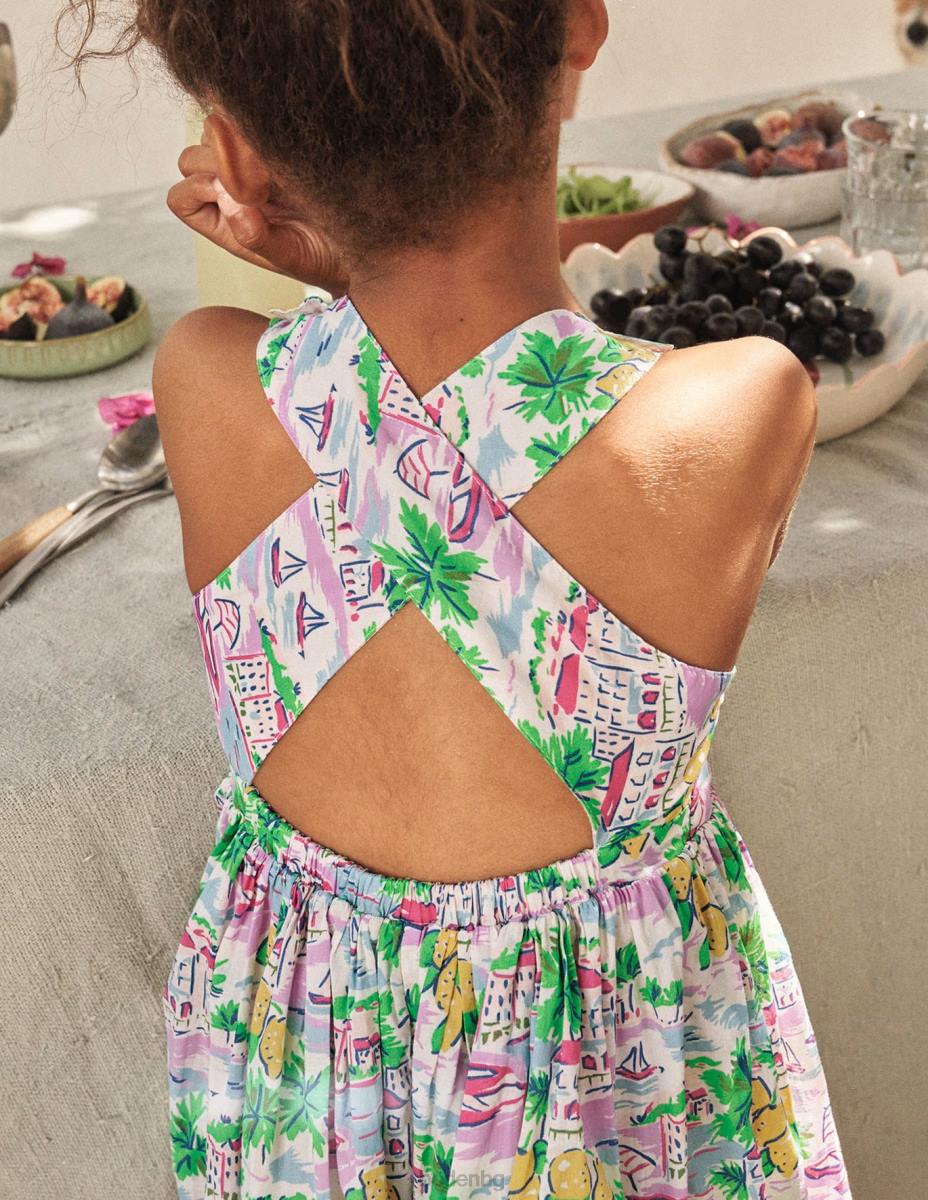 облекло Boden рокля с кръстосани гръбчета печат на множество сцени бебе LL683401