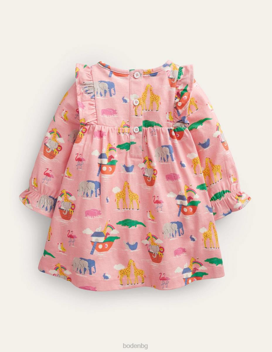 облекло Boden рокля от трико с щампа Прованс розови прашни животни бебе LL683439