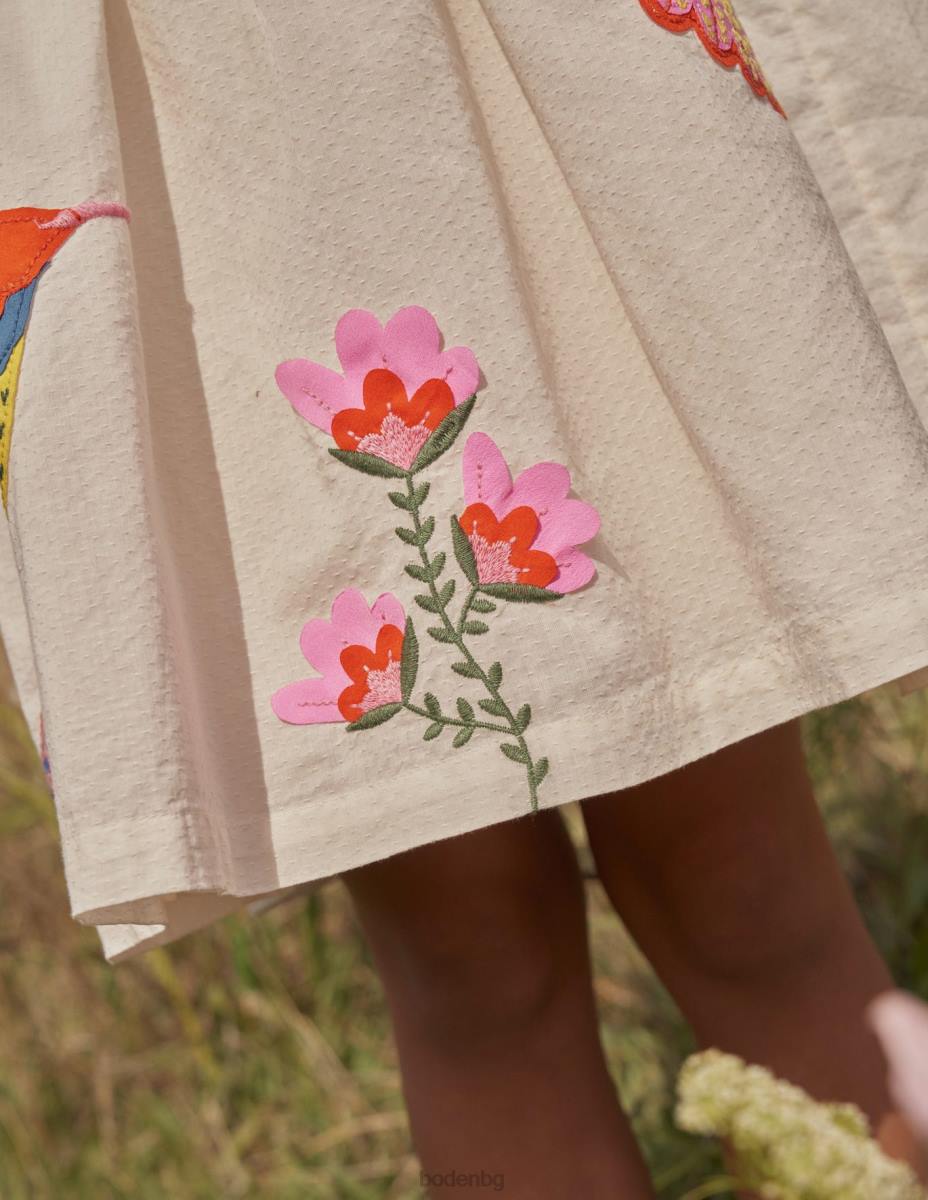 облекло Boden рокля с апликации с флатер ръкав шушулка ванилия бебе LL68344