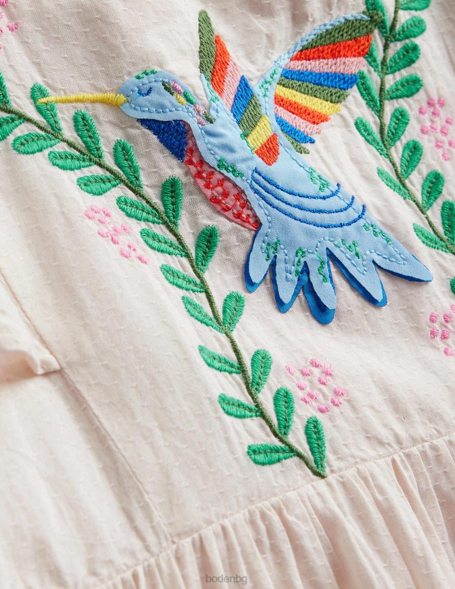 облекло Boden рокля с апликации с флатер ръкав шушулка ванилия бебе LL68344