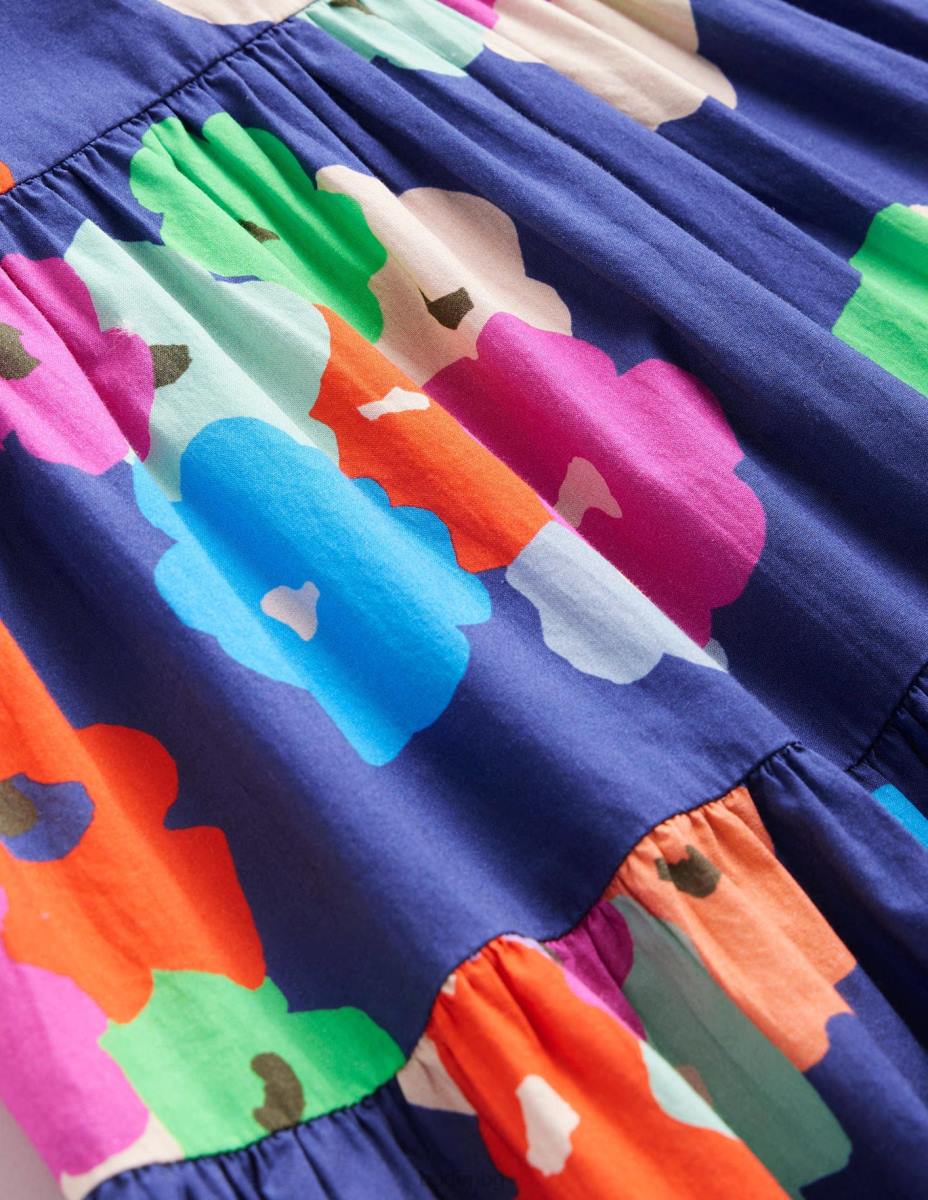 облекло Boden памучна рокля с щампа на нива тъмносин живописен флорален бебе LL68345