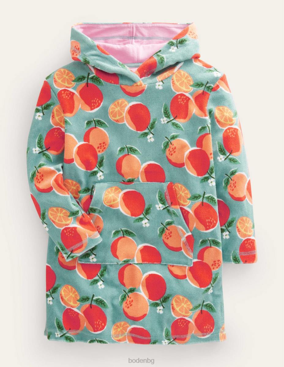 облекло Boden шарена хавлиена плажна рокля аква сини портокали бебе LL683464