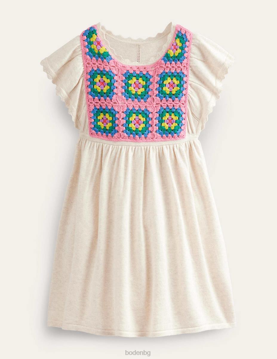 облекло Boden текстурирана рокля за плетене на една кука екрю мергел бебе LL68347