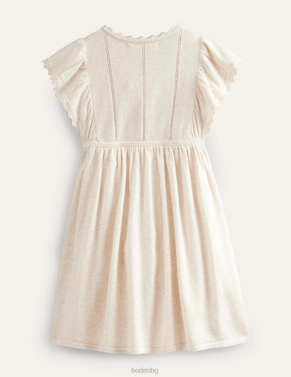 облекло Boden текстурирана рокля за плетене на една кука екрю мергел бебе LL68347