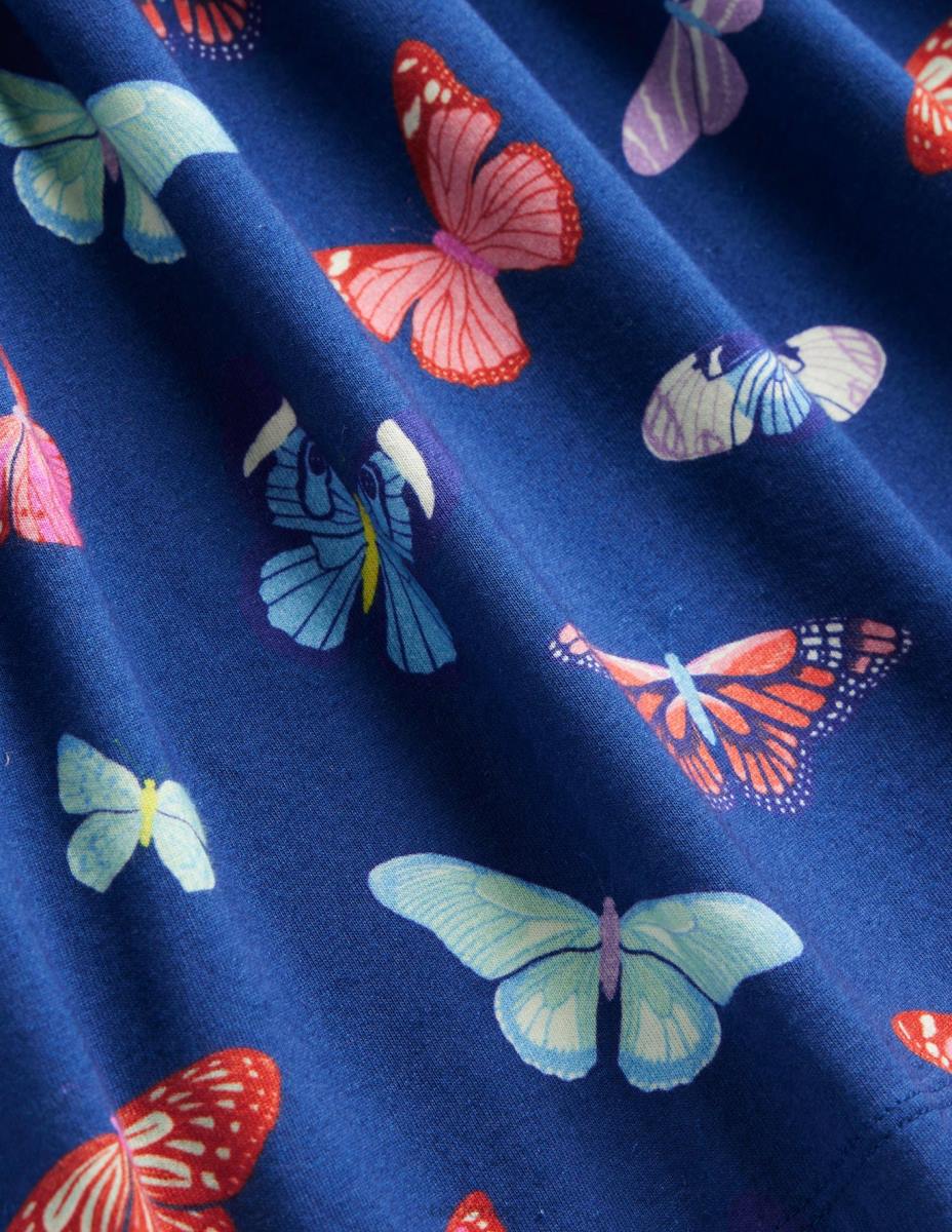 облекло Boden забавна рокля от трико с дълъг ръкав колеж морски пеперуди бебе LL68351