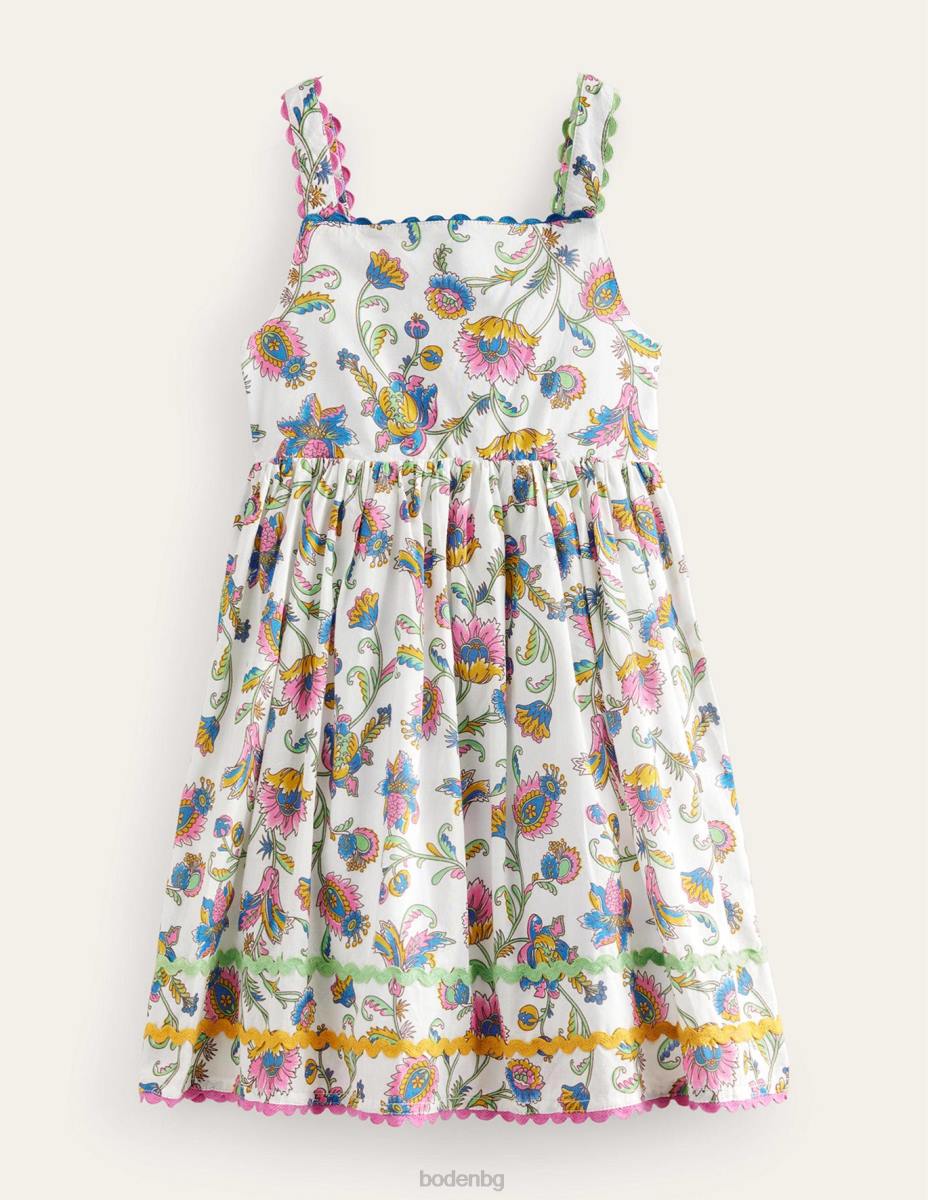 облекло Boden памучна рокля с панделка сливов цвят лятна лоза бебе LL68358