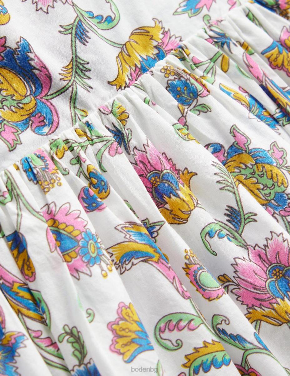 облекло Boden памучна рокля с панделка сливов цвят лятна лоза бебе LL68358