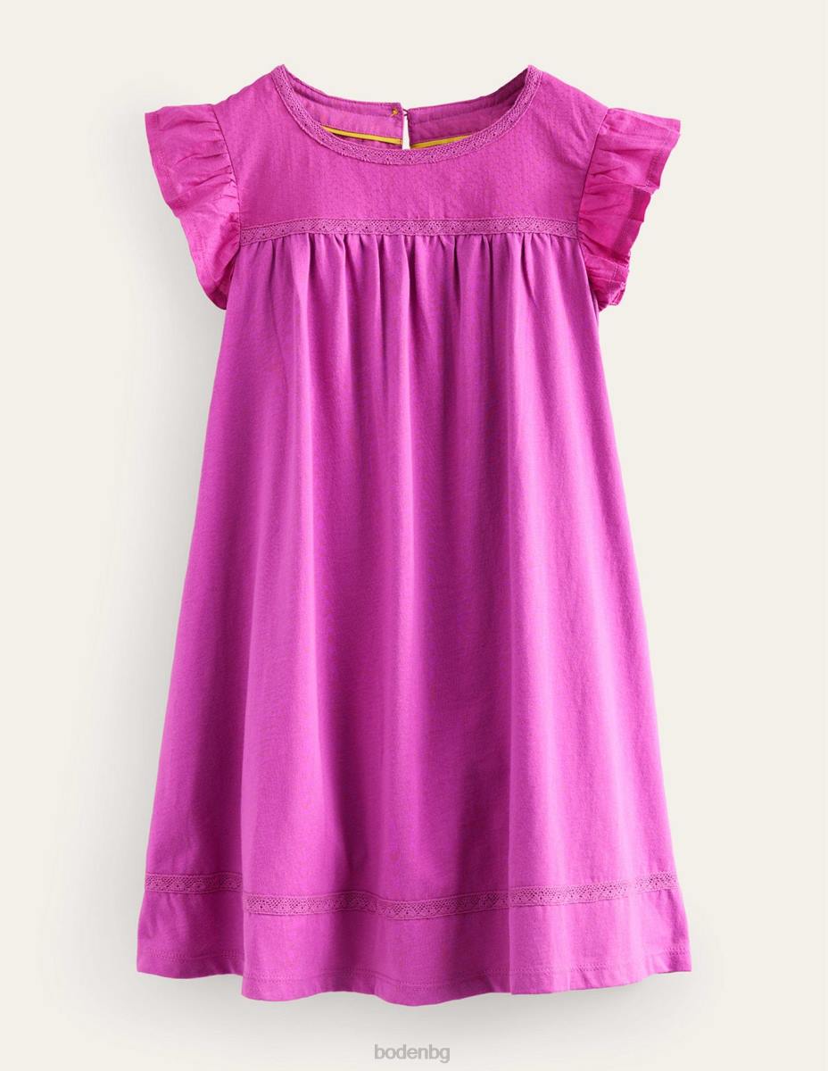 облекло Boden рокля от трико с пърхащи ръкави лъчиста орхидея лилаво бебе LL68359