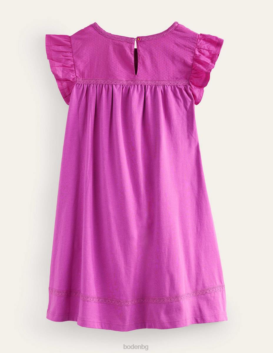 облекло Boden рокля от трико с пърхащи ръкави лъчиста орхидея лилаво бебе LL68359