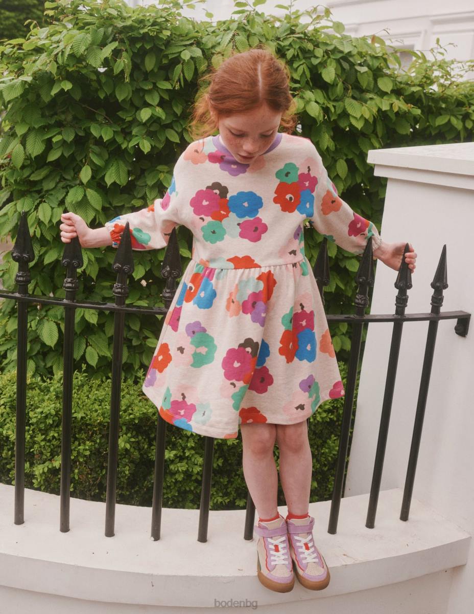 облекло Boden спокойна спортна рокля с щампи множество абстрактни цветя бебе LL68361