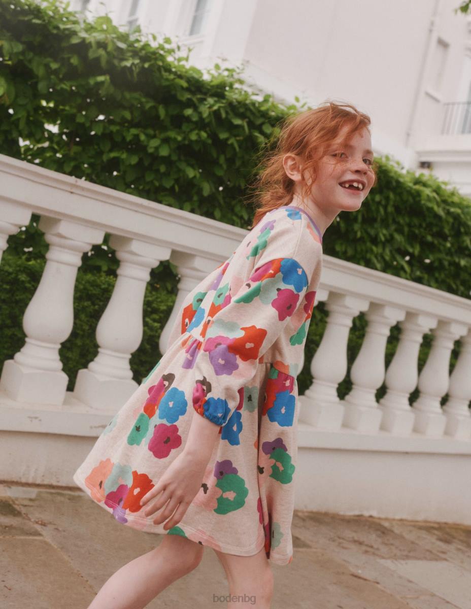 облекло Boden спокойна спортна рокля с щампи множество абстрактни цветя бебе LL68361