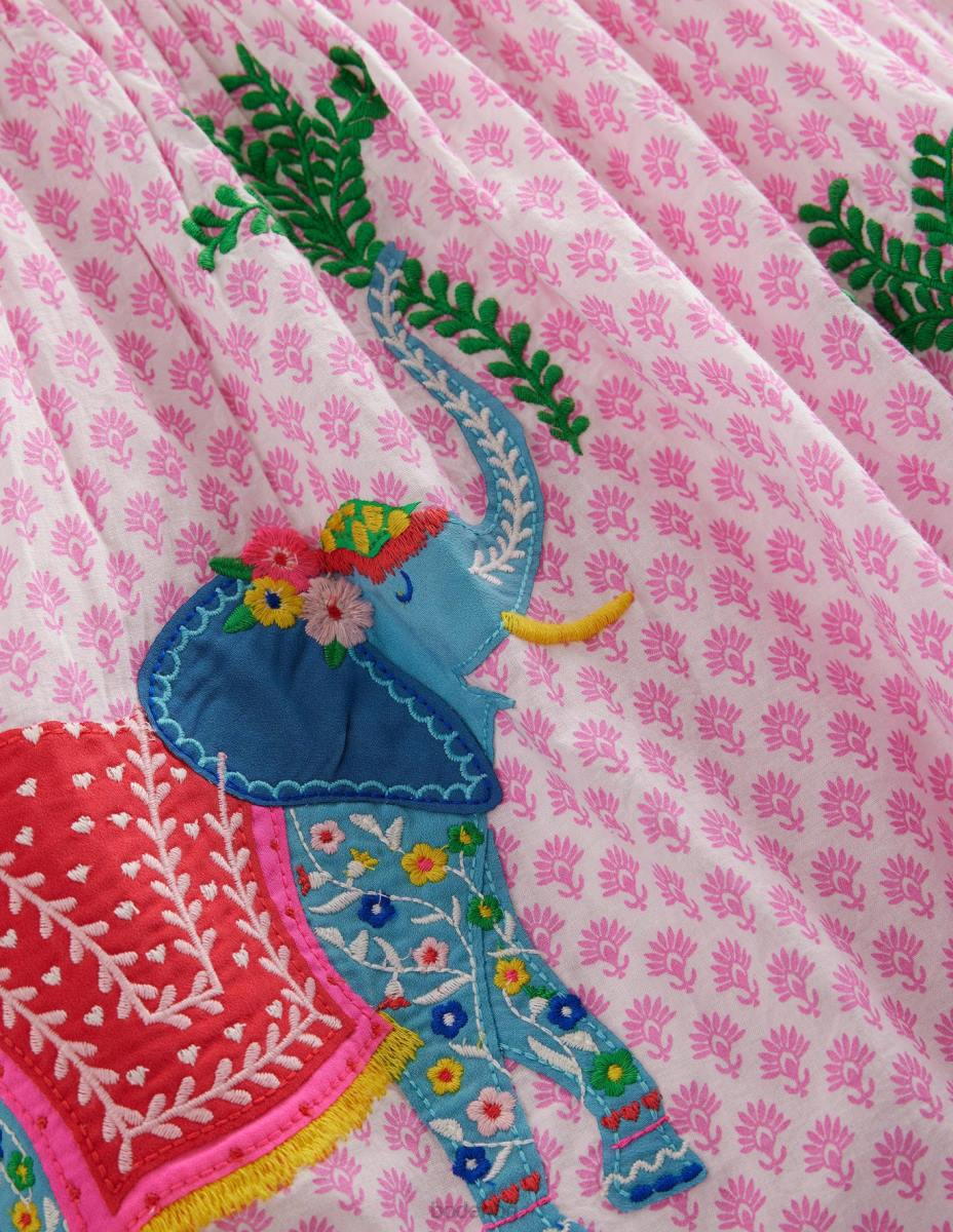 облекло Boden тъкана рокля с апликации сливов цвят дърворезба бебе LL68367