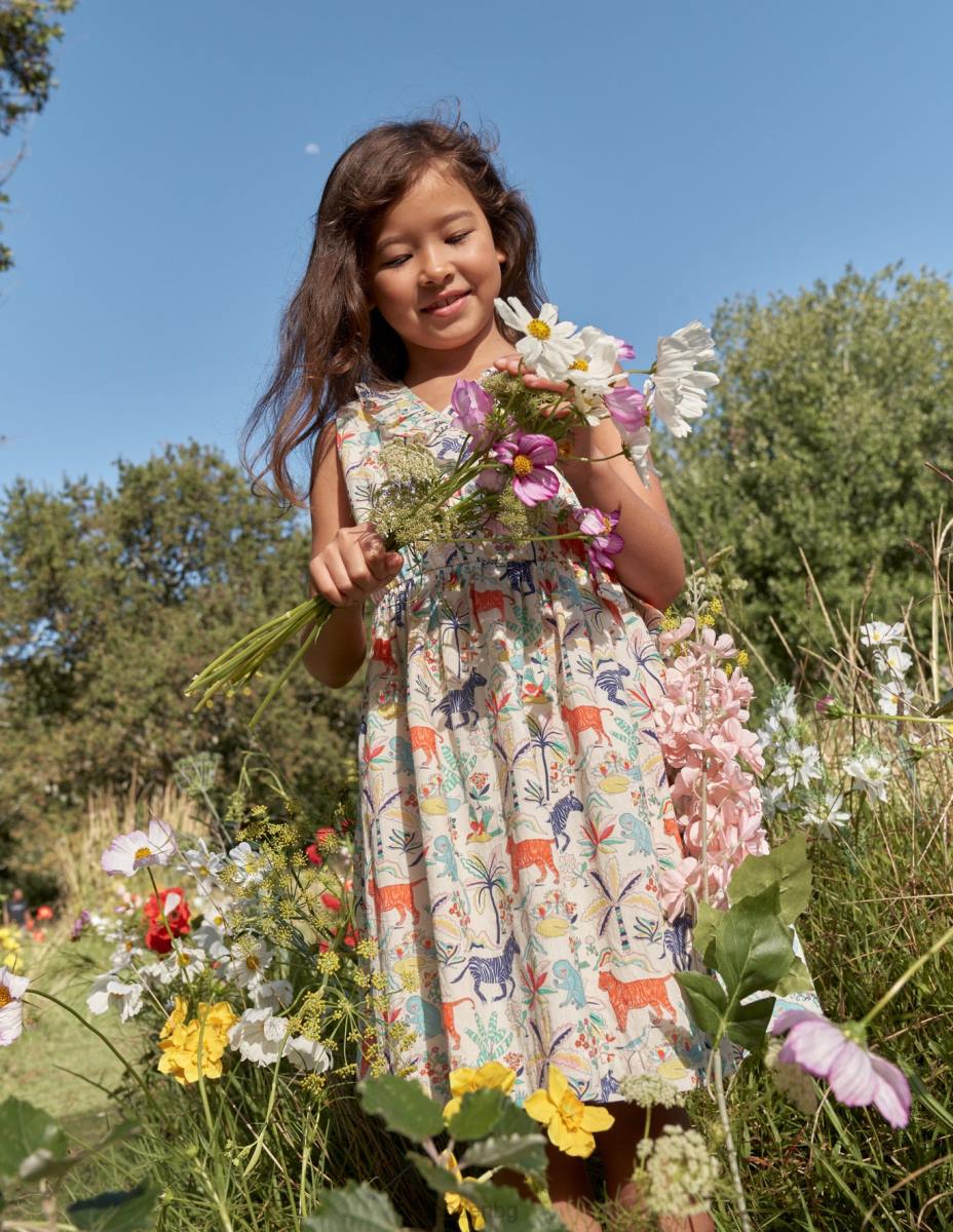 облекло Boden обгръщаща се рокля ванилова шушулка тропическа градина бебе LL68374