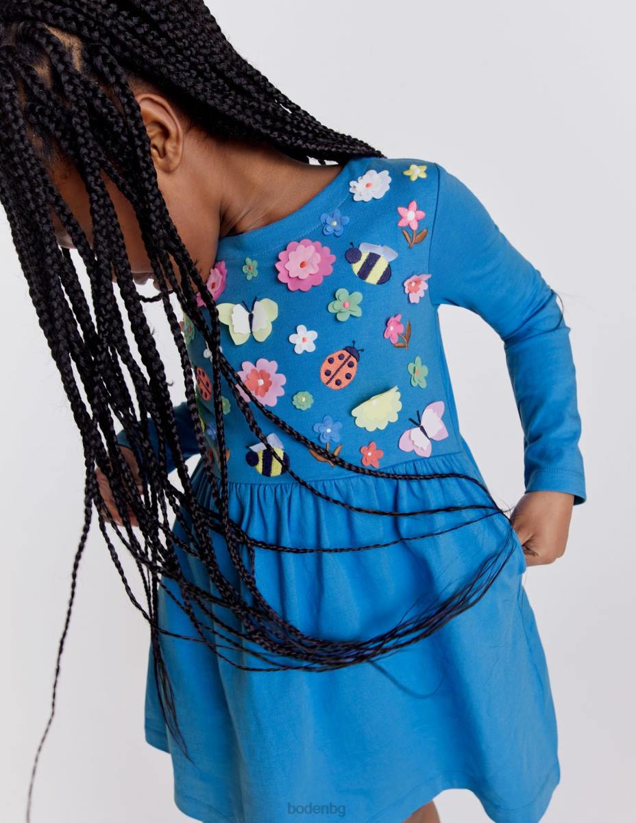 облекло Boden развяваща се рокля от трико penzance blue floral бебе LL683384