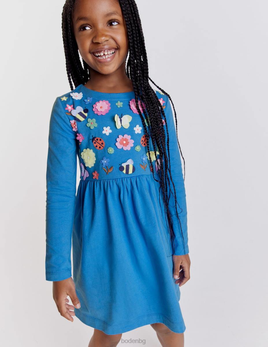 облекло Boden развяваща се рокля от трико penzance blue floral бебе LL683384