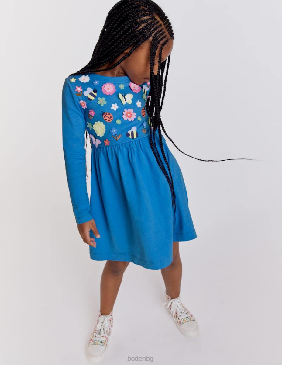 облекло Boden развяваща се рокля от трико penzance blue floral бебе LL683384