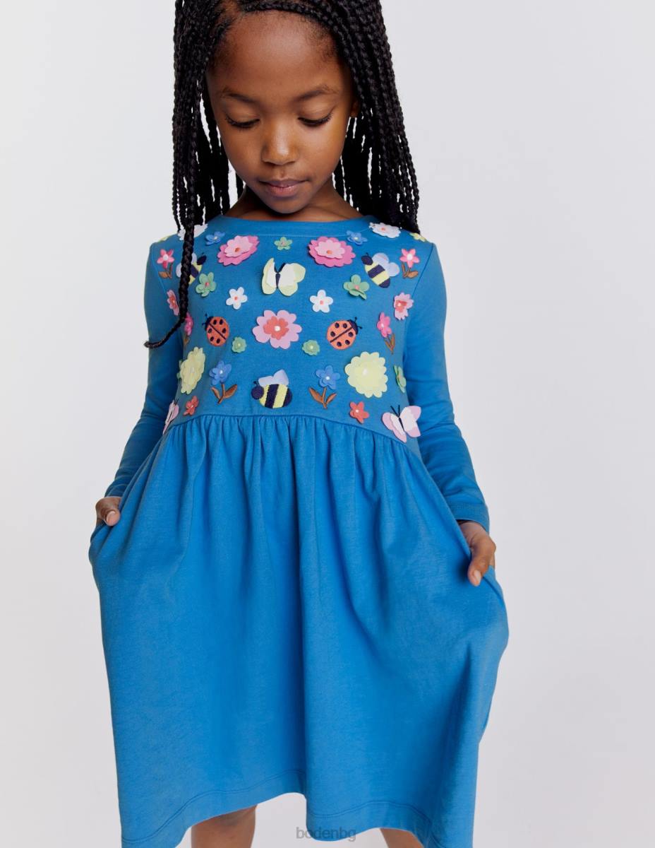 облекло Boden развяваща се рокля от трико penzance blue floral бебе LL683384